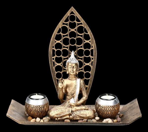 Buddha Figurine - Meditation Set with Tealight Holders