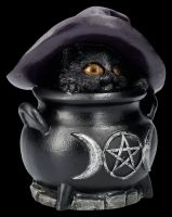 Witch Cat Figurine in a Cauldron - Peek-a-Brew
