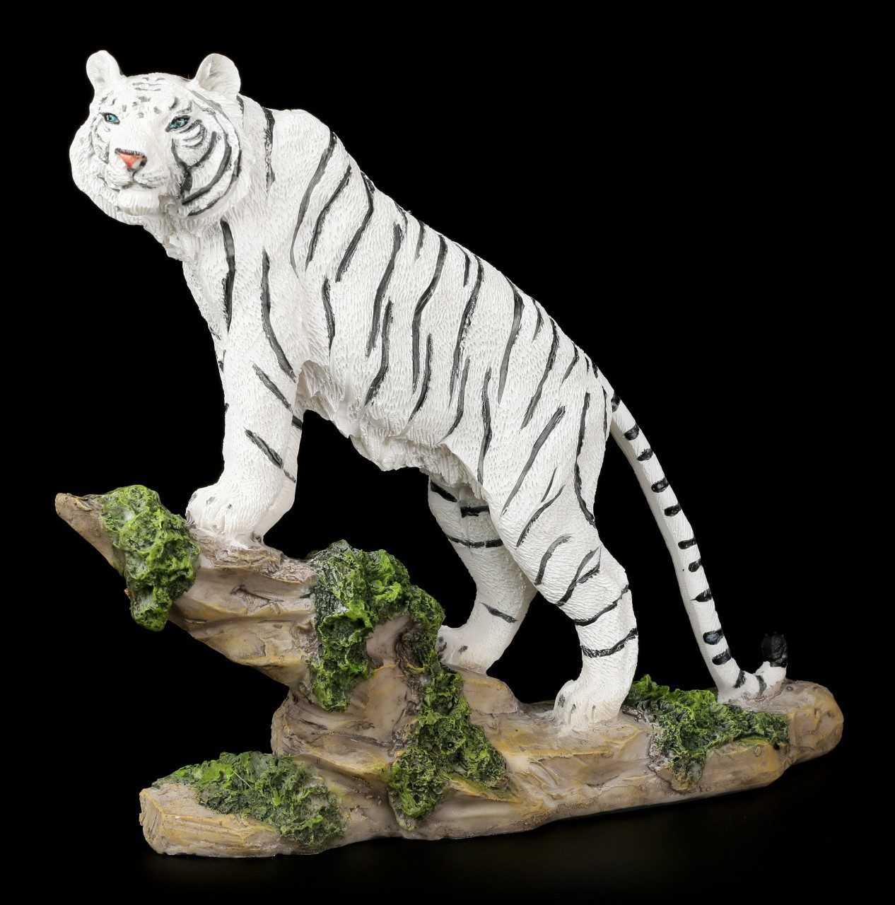 Weiße Tiger Figur - Stolz auf dem Felsen