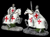 Knight Figurine Set - Two Crusaders on Horseback white