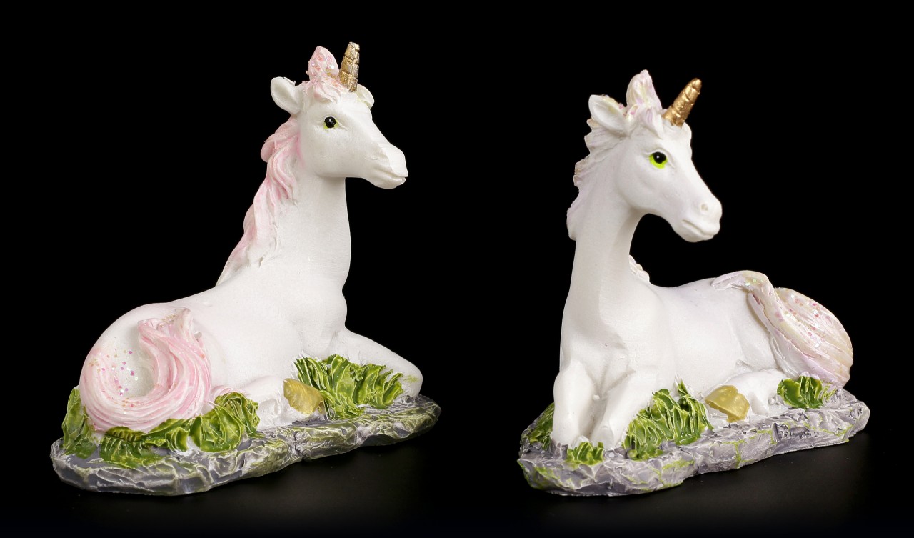 Small lying Unicorn Figurine - Set of 2