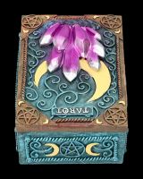 Schatulle für Tarotkarten mit Kristallen und Pentagramm