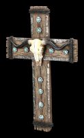 Western Crucifix Plaque with Bull Skull
