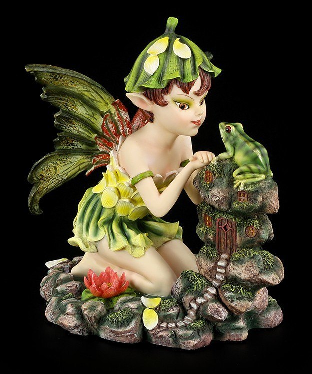 Pixie Elfen Figur mit Frosch