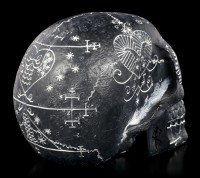 Totenkopf mit mystischen Symbolen - schwarz