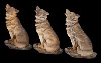 Wolf Figurines - Sitting Howling Set of 3
