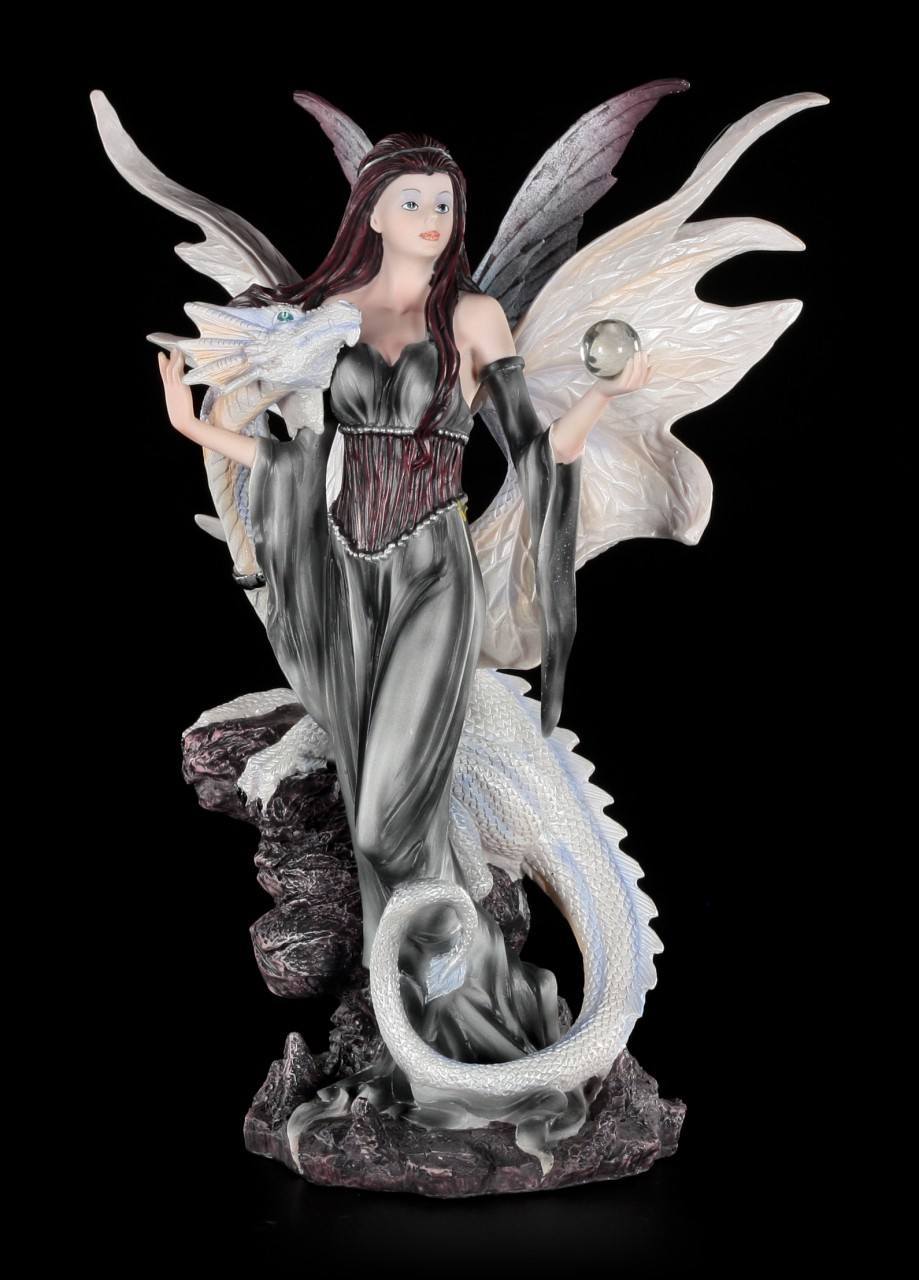 White Dragon with Fairy Figurine