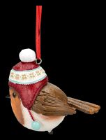 Rotkehlchen Hängeornament - Wintermütze