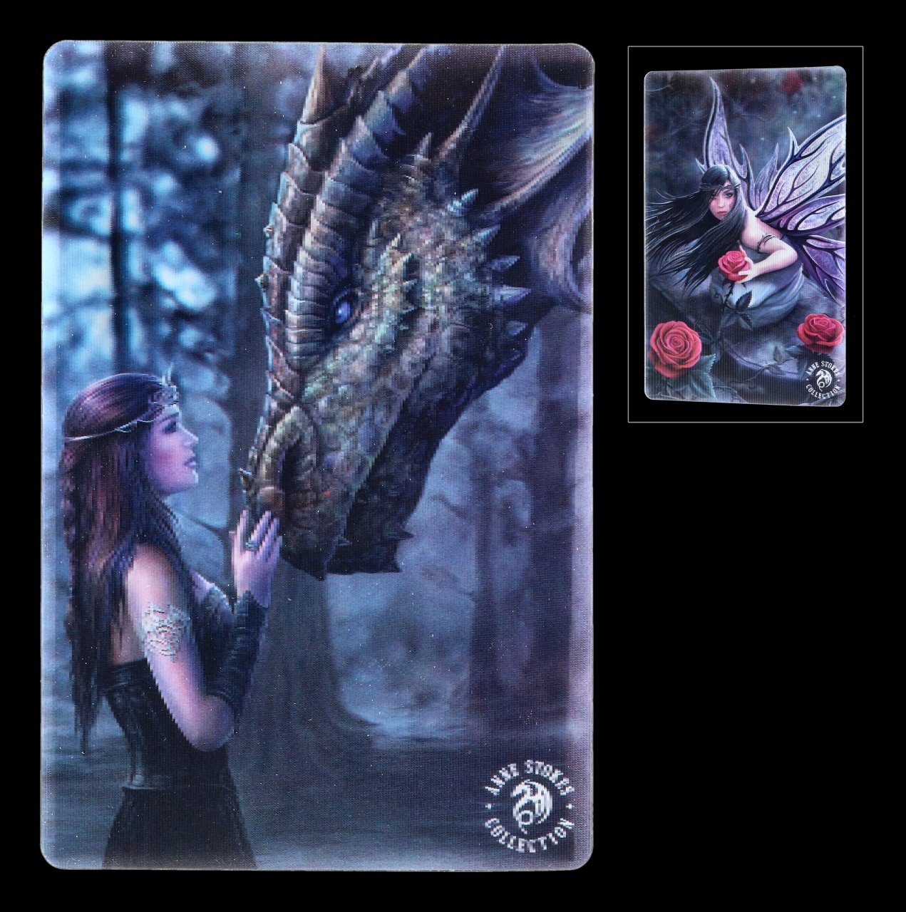 Anne Stokes Greetings Card with Envelope Soul Mates Lady & Red Dragon 
