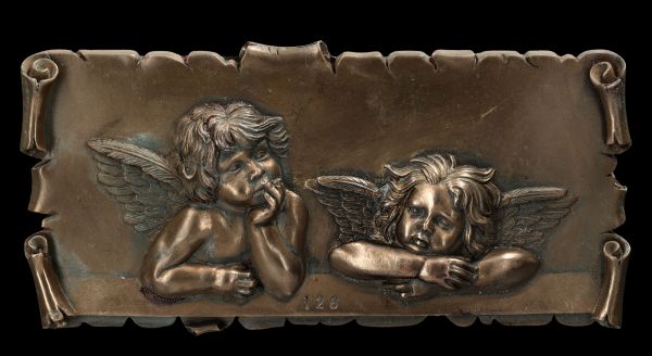 Wall Plaque - Puttos thoughtful bronzed