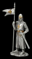 Pewter Knight Figurine - Crusader with Flag