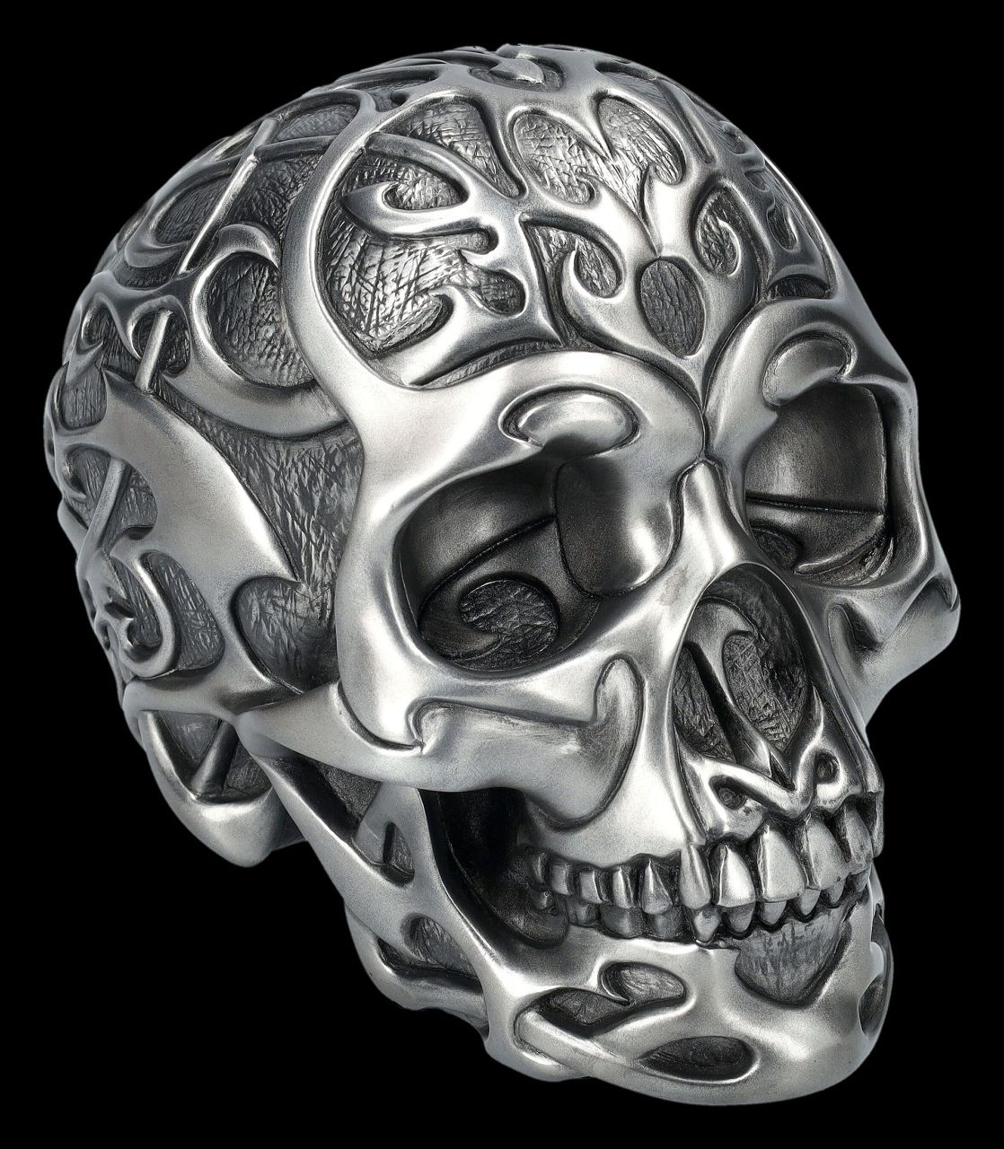 Totenkopf - Tribal Skull silber by Design Clinic, Bunte Totenköpfe, Totenköpfe, Figuren, Gothic-Shop