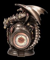 Table Clock Steampunk Dragon with Safe