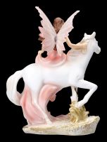 Fairy Figurine Riding a Unicorn - Old Rose Small