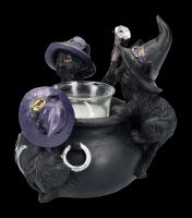Teelichthalter - Hexenkatzen mit Kessel