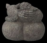 Tier Urne - Katzen-Engel auf Herz in Steinoptik