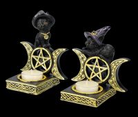 Tealight Holder - Witch Cats Triple Moon Set of 2