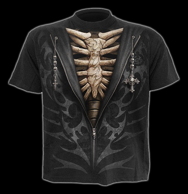 T-Shirt - Skelett Rippen - Unzipped
