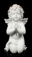 Weiße Engel Figur betend mit Kreuz