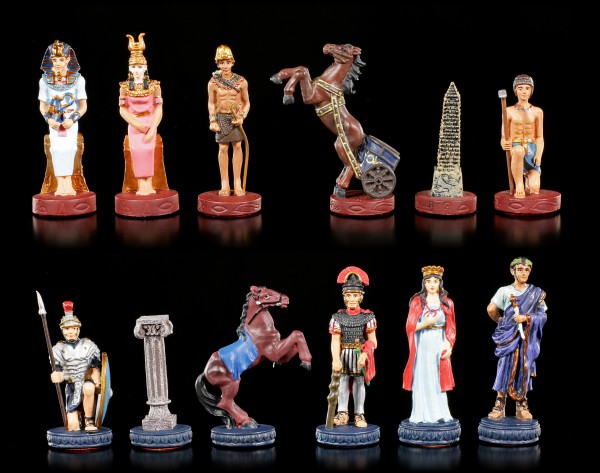 Zinn Schachfiguren Set - Ägypter vs. Römer