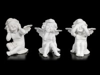 Three white Cherubim Figurines - No Evil