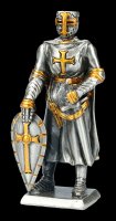 Pewter Knight Figurine with Shield with Cross