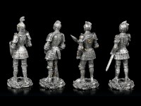 Small Knight Figurines - silver colored - Set of 4