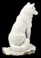 Weiße Wolf Figur - sitzend
