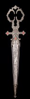 Mittelalterliche Schere mit Scheide - Silberfarben