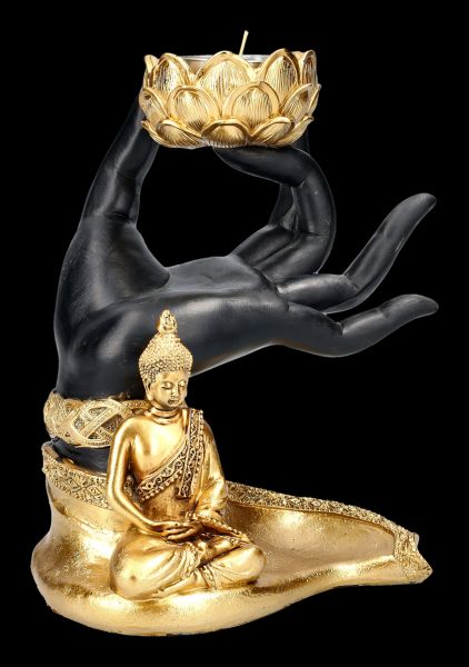 Teelichthalter - Buddha Figur mit Hand