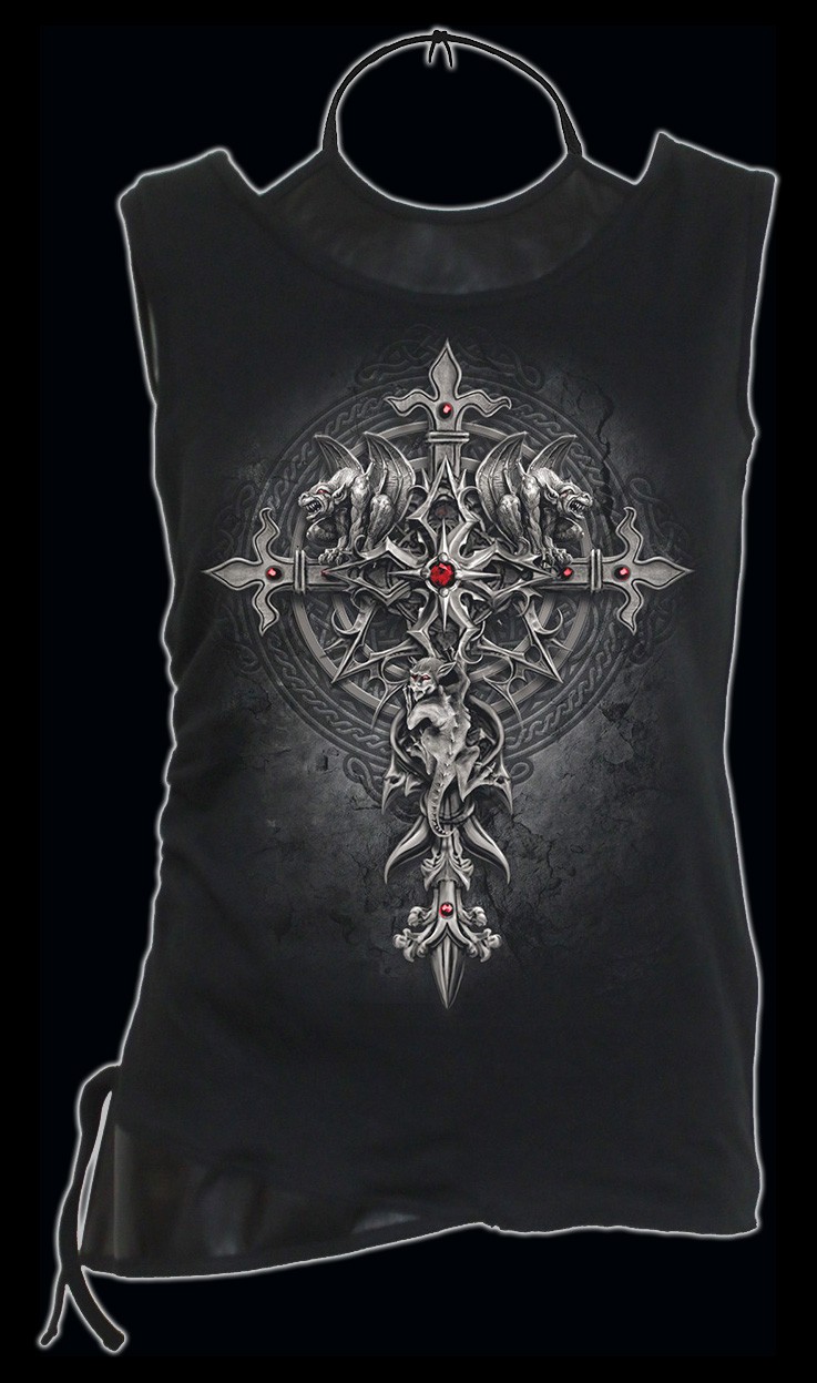 Spiral Damen Gothic Shirt mit Kreuz - Custodian