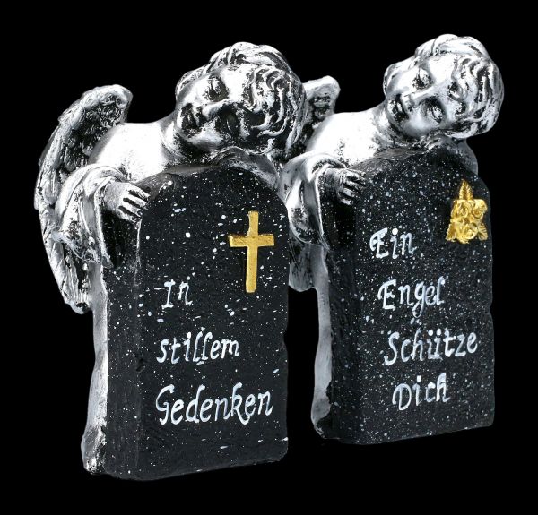 Grab Herz Engel Dekoration Schale Friedhof In stillem Gedenken Grau Resin Flügel 