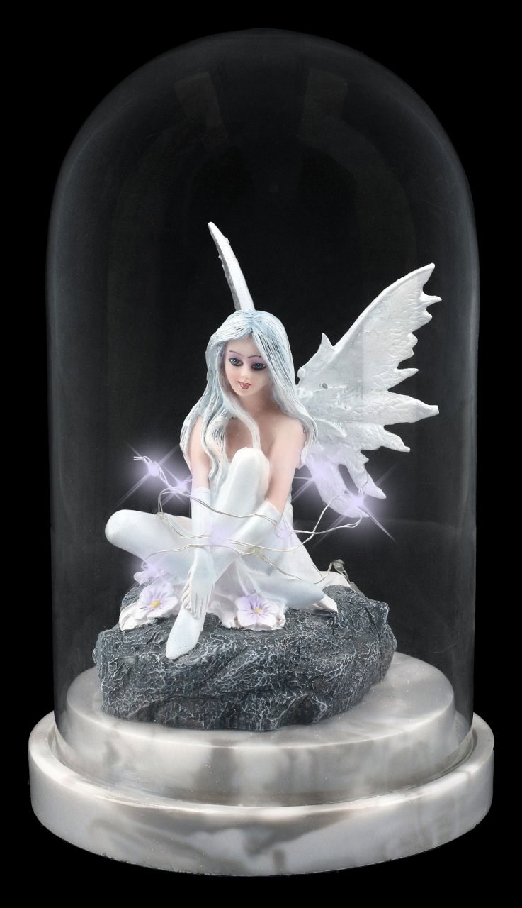 Fantasy Fee Elfenprinzessin Engel Deko Alvi Elfen Figur unter Glaskuppel LED 