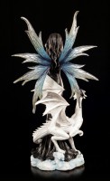 Fee schwarzes Kleid Diadem Isadra mit weißem Drachen Elfen Figur 