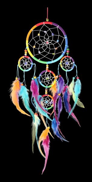 Multicoloured Dreamcatcher with Rainbow Feathers