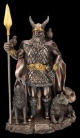 Odin Figur stehend mit Wölfen und Raben
