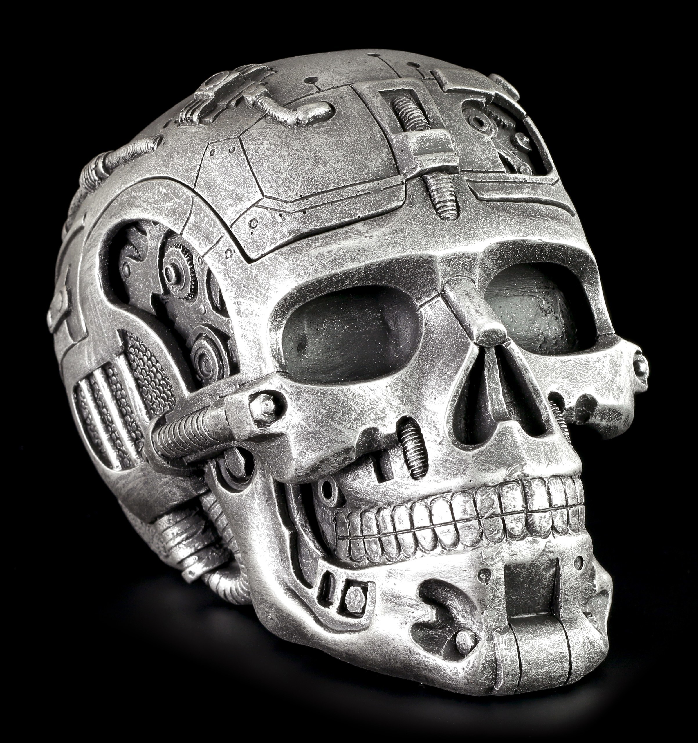 Gunmetal Color 8070 Cyborg Skull Accented Figurine Ashtray 5 L