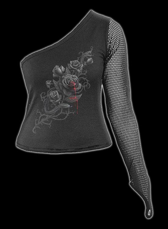 1-Schulter Shirt - Gothic Rose - Fatal Attraction