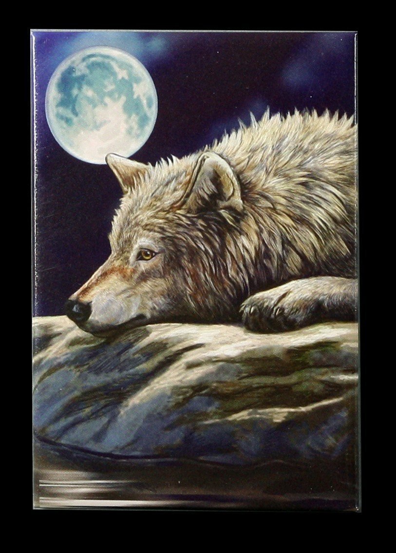 Quiet Reflection Wolf Magnet by Lisa Parker