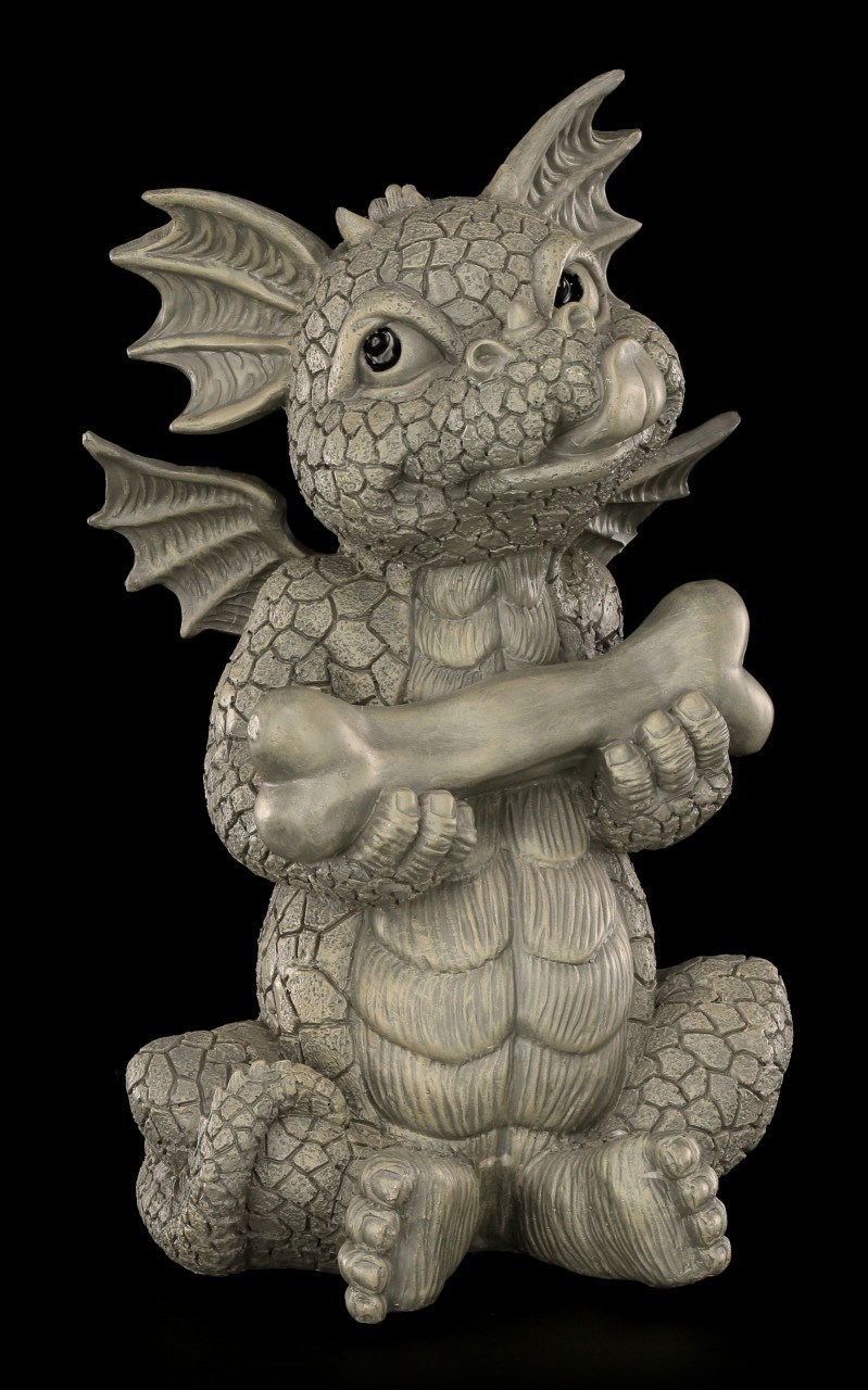 Garden Figurine - Dragon with Bone