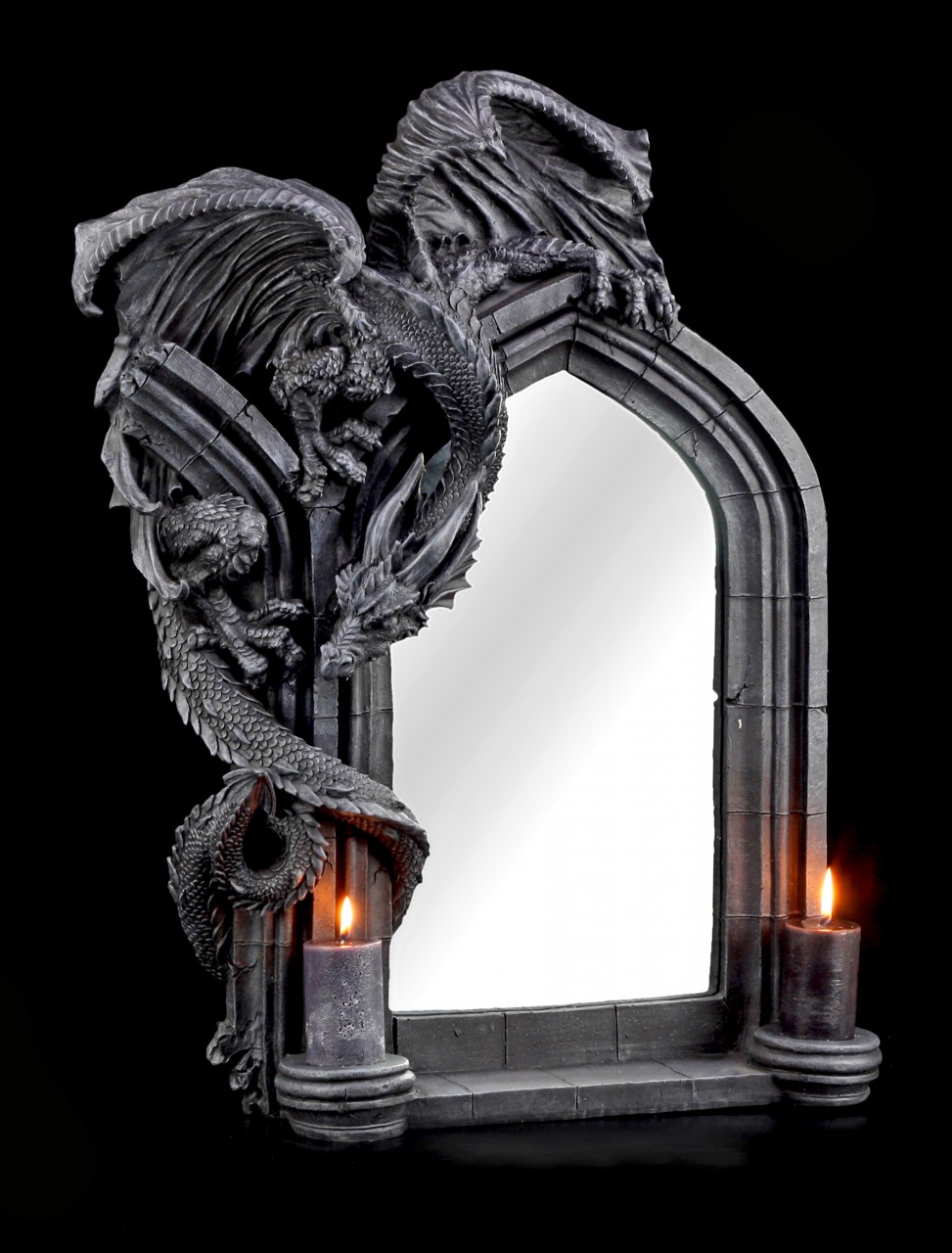 Large Dragon Mirror with Candlesticks