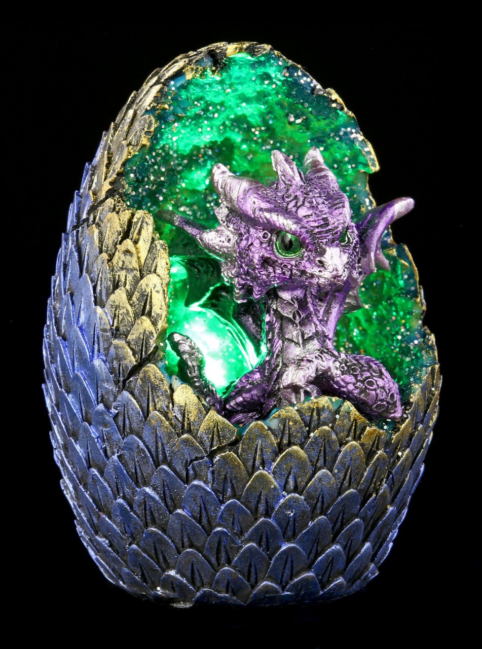Dragon Figurine with LED - Geode Home - purple