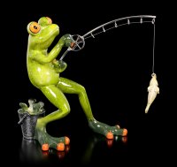 Lustige Frosch Figur beim Angeln