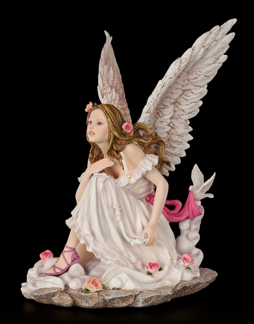 Engel Figur Angelica mit Tauben Frieden Schutzengel Elfe Fee 
