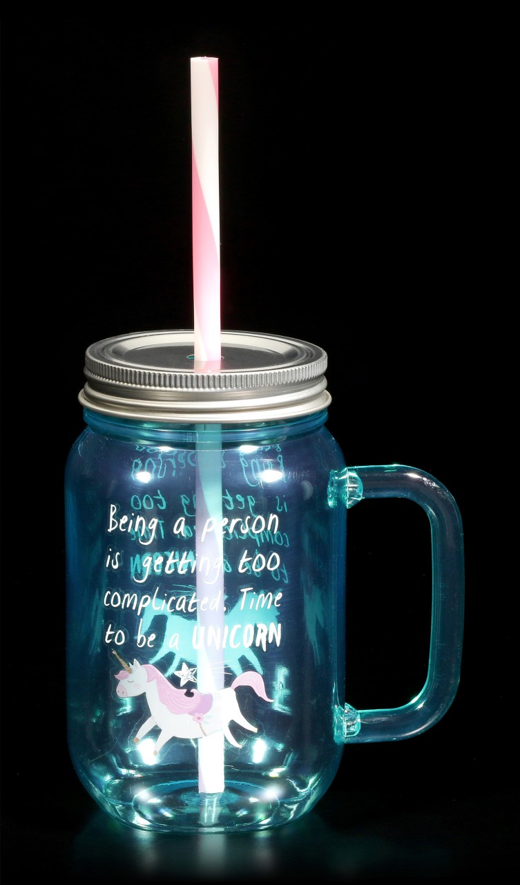 Unicorn Drinking Jar turquoise