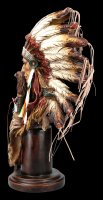 Indianer Figur - Große Häuptling Büste mit Adler Zepter