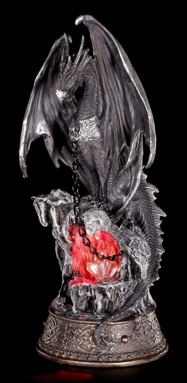 Dragon Figurine with red Crystal LED
