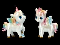 Unicorn Figurines with Rainbow Forelock - Set of 2