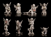 Zinn Elfen Figuren mit Kristallen - 8er Set