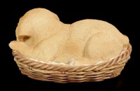 Dog in Basket Figurine - Labrador